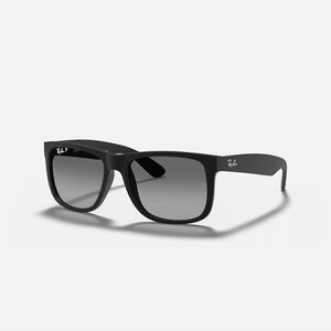 JUSTIN CLASSIC POLARIZED RAYBAN SUNGLASSES MATTE BLACK/GRAY NEW WITH BOX & CASE